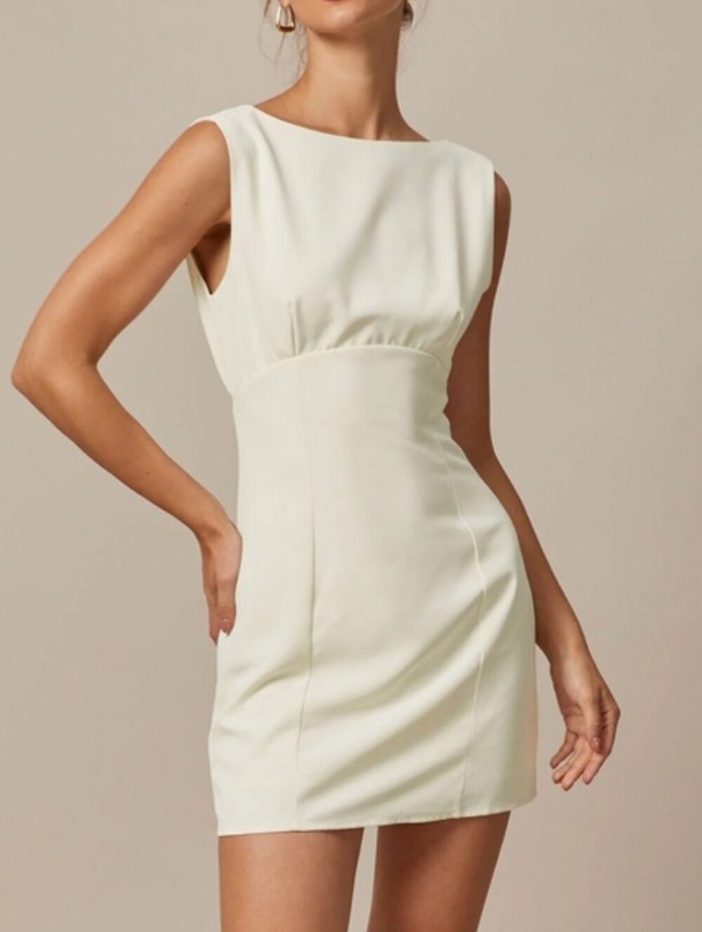 RIHOAS White Cream Cutout Mini Dress with Bow
